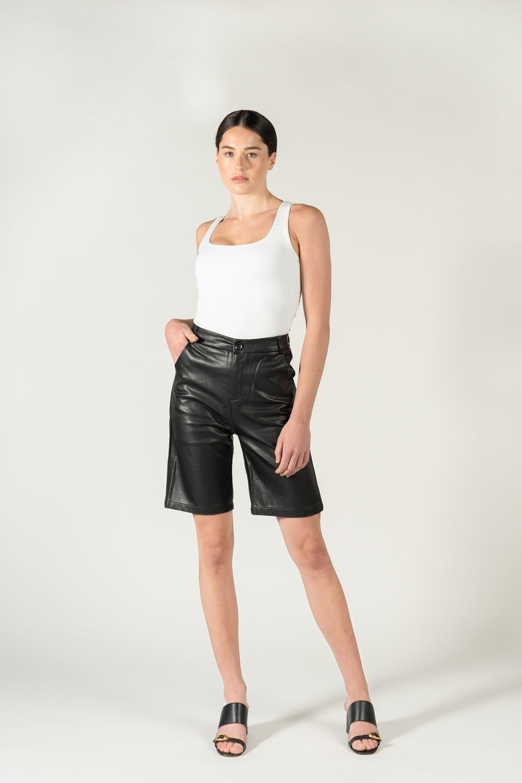 Leather Bermuda Shorts - As You Wish Boutique leather shorts black leather shorts black long shorts leather long shorts black leather bermuda shorts black bermuda shorts