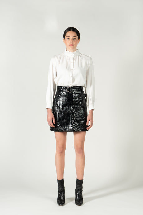 Ruffled Collar Blouse - As You Wish Boutique white ruffled collar white ruffled collar blouse white ruffled collar shirt high neck ruffled collar shirt white