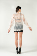 Load image into Gallery viewer, Sheer Blouse - As You Wish Boutique sheer top sheer white top sheer white blouse embroidered white blouse embroidered sheer blouse embroidered sheer shirt white embroidered sheer blouse