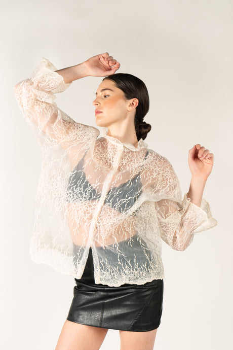 Sheer Blouse - As You Wish Boutique sheer top sheer white top sheer white blouse embroidered white blouse embroidered sheer blouse embroidered sheer shirt white embroidered sheer blouse