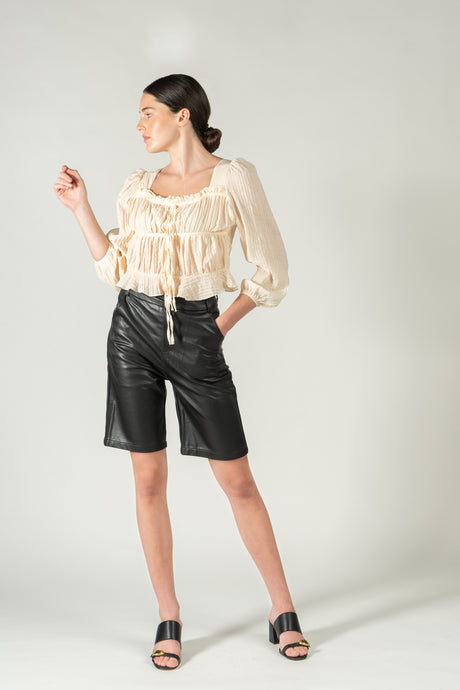 Romance Blouse - As You Wish Boutique light airy top ivory flowy top romantic top light airy blouse ivory flowy blouse cropped blouse ivory cropped blouse light flowy cropped blouse