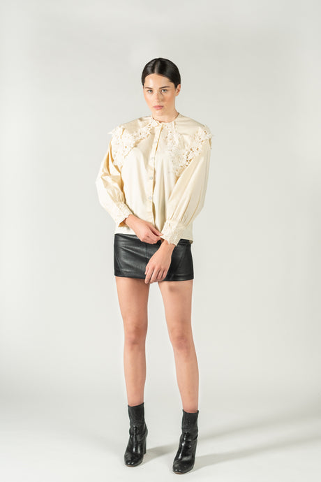 Lace Cuff Blouse - As You Wish Boutique guipure lace blouse guipure lace top guipure lace shirt ivory lace shirt beige lace shirt