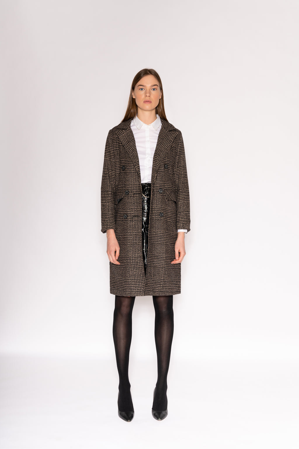 Houndstooth Coat - As You Wish Boutique houndstooth coat houndstooth pattern fall spring coat midi coat brown houndstooth coat 