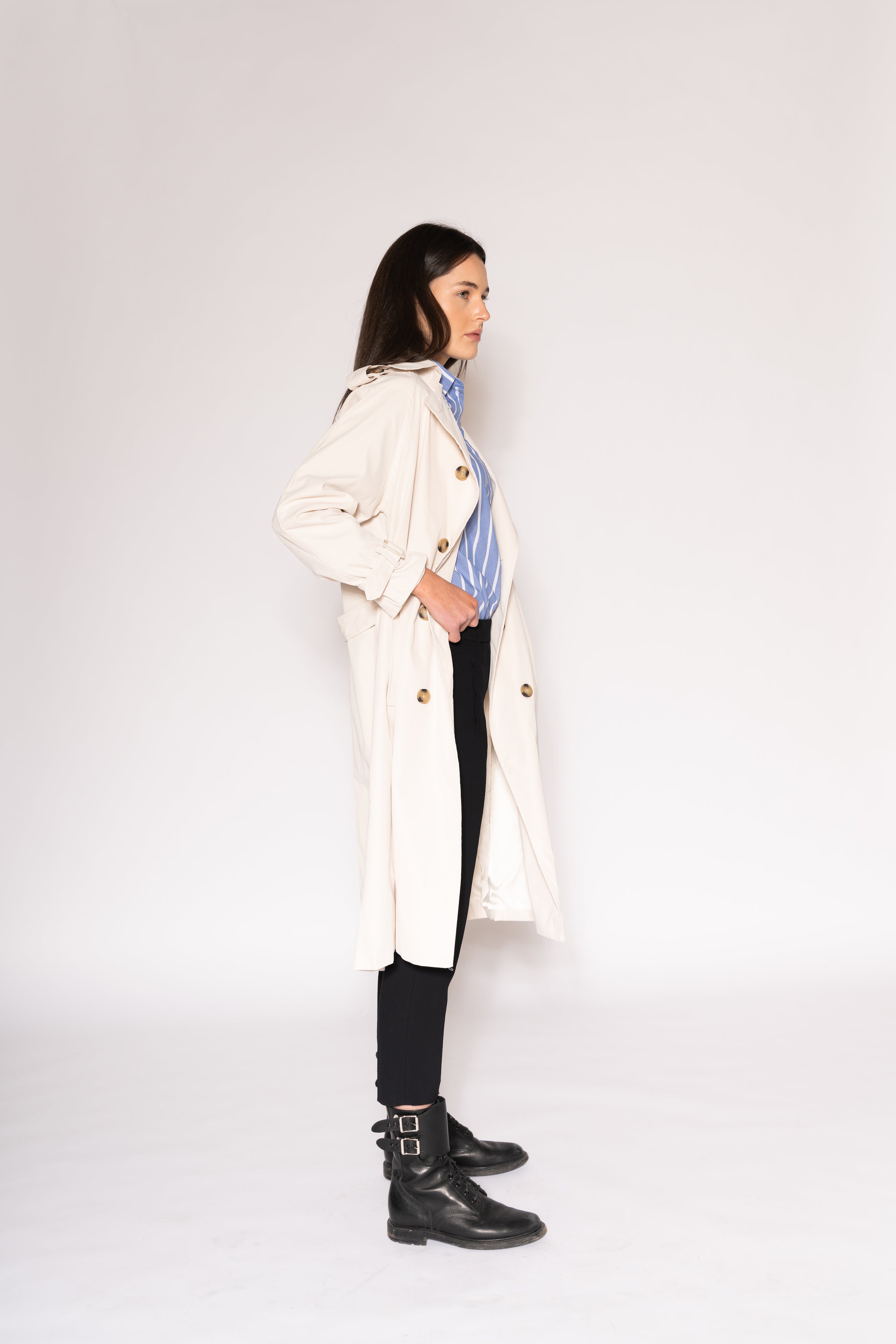 Split Back Trench - As You Wish Boutique back button back split trench coat light blue trench coat ivory trench coat beige trench coat white trench coat fall spring coat