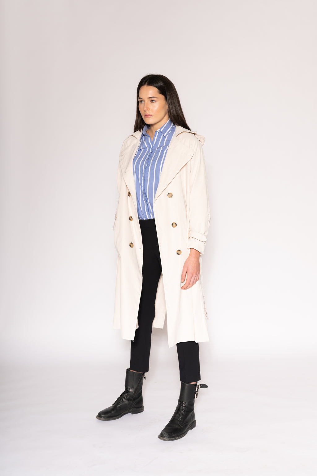 Split Back Trench - As You Wish Boutique back button back split trench coat light blue trench coat ivory trench coat beige trench coat white trench coat fall spring coat