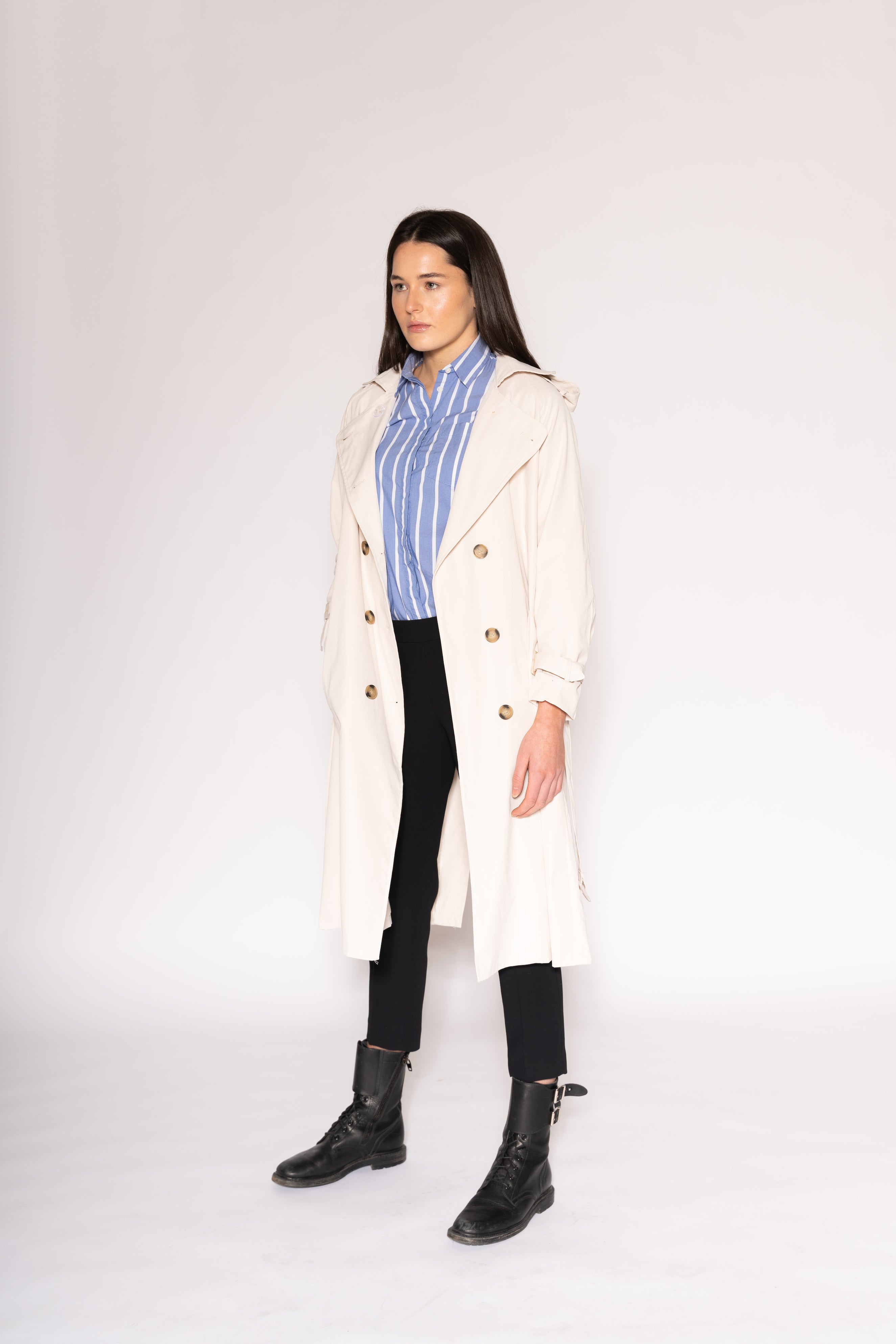 Split Back Trench - As You Wish Boutique back button back split trench coat light blue trench coat ivory trench coat beige trench coat white trench coat fall spring coat