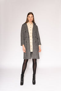 Houndstooth Coat - As You Wish Boutique houndstooth coat houndstooth pattern fall spring coat midi coat brown houndstooth coat 