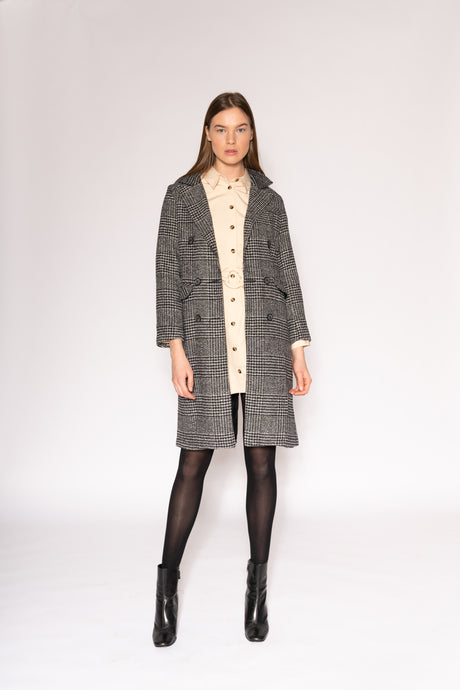 Houndstooth Coat - As You Wish Boutique houndstooth coat houndstooth pattern fall spring coat midi coat brown houndstooth coat 