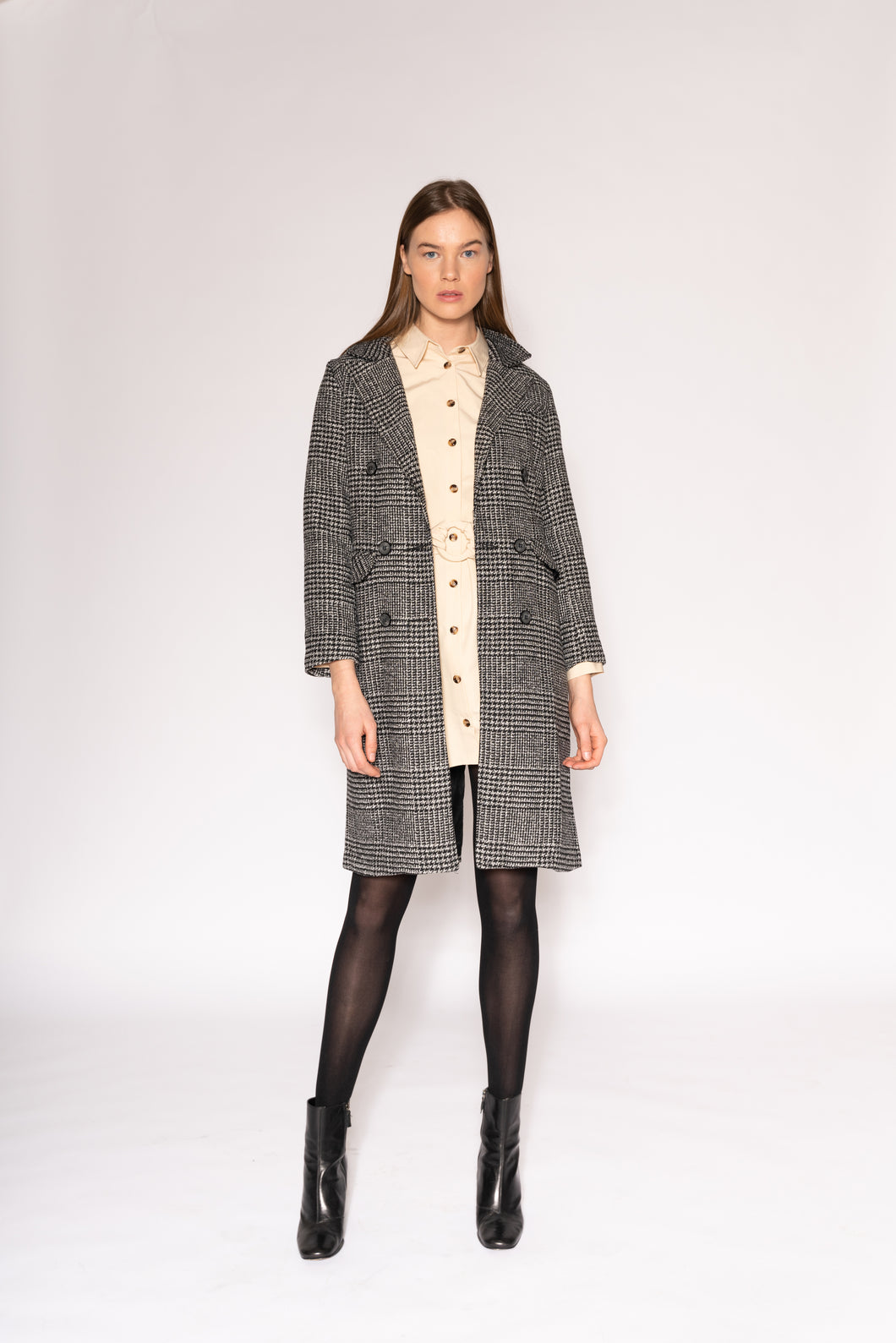 Houndstooth Coat - As You Wish Boutique houndstooth coat houndstooth pattern fall spring coat midi coat brown houndstooth coat 