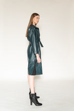 Load image into Gallery viewer, Dark Green Leather Trench - As You Wish Boutique leather trench coat green leather trench coat fall spring coat 