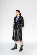 Load image into Gallery viewer, Black Leather Trench - As You Wish Boutique leather trench coat black leather trench coat fall spring coat 