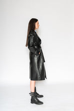 Load image into Gallery viewer, Black Leather Trench - As You Wish Boutique leather trench coat black leather trench coat fall spring coat 