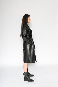 Black Leather Trench - As You Wish Boutique leather trench coat black leather trench coat fall spring coat 