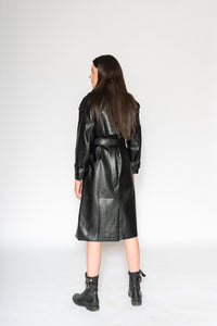 Black Leather Trench - As You Wish Boutique leather trench coat black leather trench coat fall spring coat 