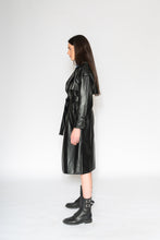 Load image into Gallery viewer, Black Leather Trench - As You Wish Boutique leather trench coat black leather trench coat fall spring coat 