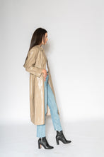 Load image into Gallery viewer, Patent Trench - As You Wish Boutique patent trench coat beige trench coat shimmer trench coat patent leather trench coat beige patent leather fall spring coat