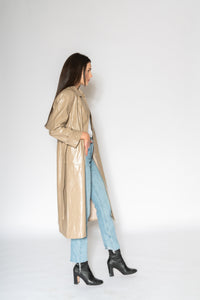 Patent Trench - As You Wish Boutique patent trench coat beige trench coat shimmer trench coat patent leather trench coat beige patent leather fall spring coat