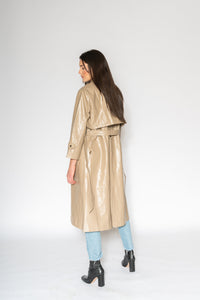 Patent Trench - As You Wish Boutique patent trench coat beige trench coat shimmer trench coat patent leather trench coat beige patent leather fall spring coat