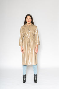 Patent Trench - As You Wish Boutique patent trench coat beige trench coat shimmer trench coat patent leather trench coat beige patent leather fall spring coat