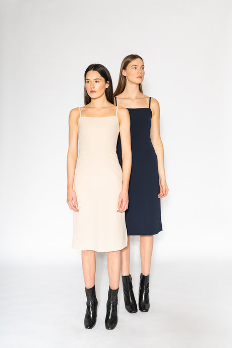 Cami Strap Dress - As You Wish Boutique cami strap spaghetti strap dress summer dress spring dress classy dress beige dress navy dress midi dress