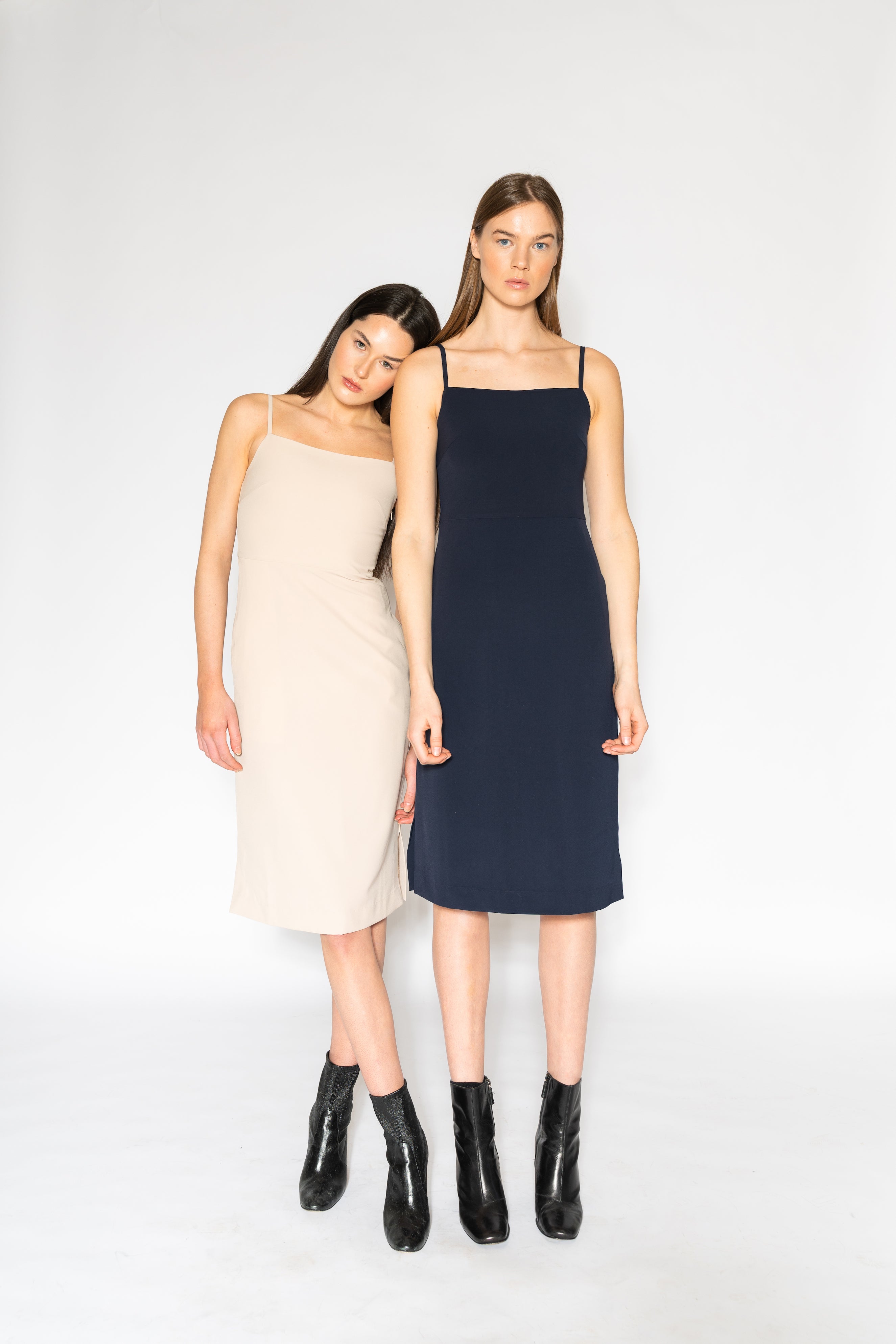 Cami Strap Dress - As You Wish Boutique cami strap spaghetti strap dress summer dress spring dress classy dress beige dress navy dress midi dress