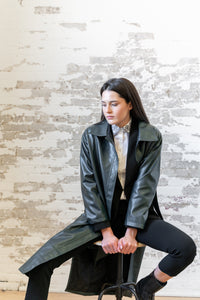 Dark Green Leather Trench