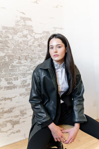 Dark Green Leather Trench