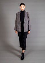 Load image into Gallery viewer, Oversized Blazer - As You Wish Boutique oversized plaid blazer fall blazer oversized fall blazer grey oversized blazer coffee oversized blazer grey plaid blazer coffee plaid blazer