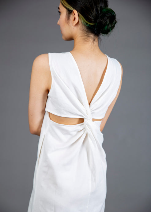 Linen Knot Dress - As You Wish Boutique linen dress white linen dress dress with back detailing open back dress summer dress summer linen dress white summer dress white summer linen dress