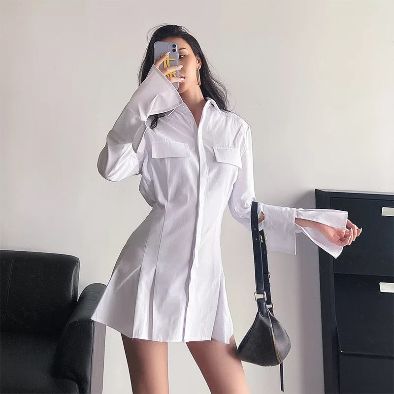 Pleated Shirt Dress